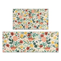 Pioneer Flower Floral Print Pattern Kitchen Rugs Sets Of 2,Anti Fatigue Kitchen Mat Rugs Non Slip Washable,Decorative Kitchen Floor Mats for Kitchen,Sink,Laundry,17"x30" 17"x47"