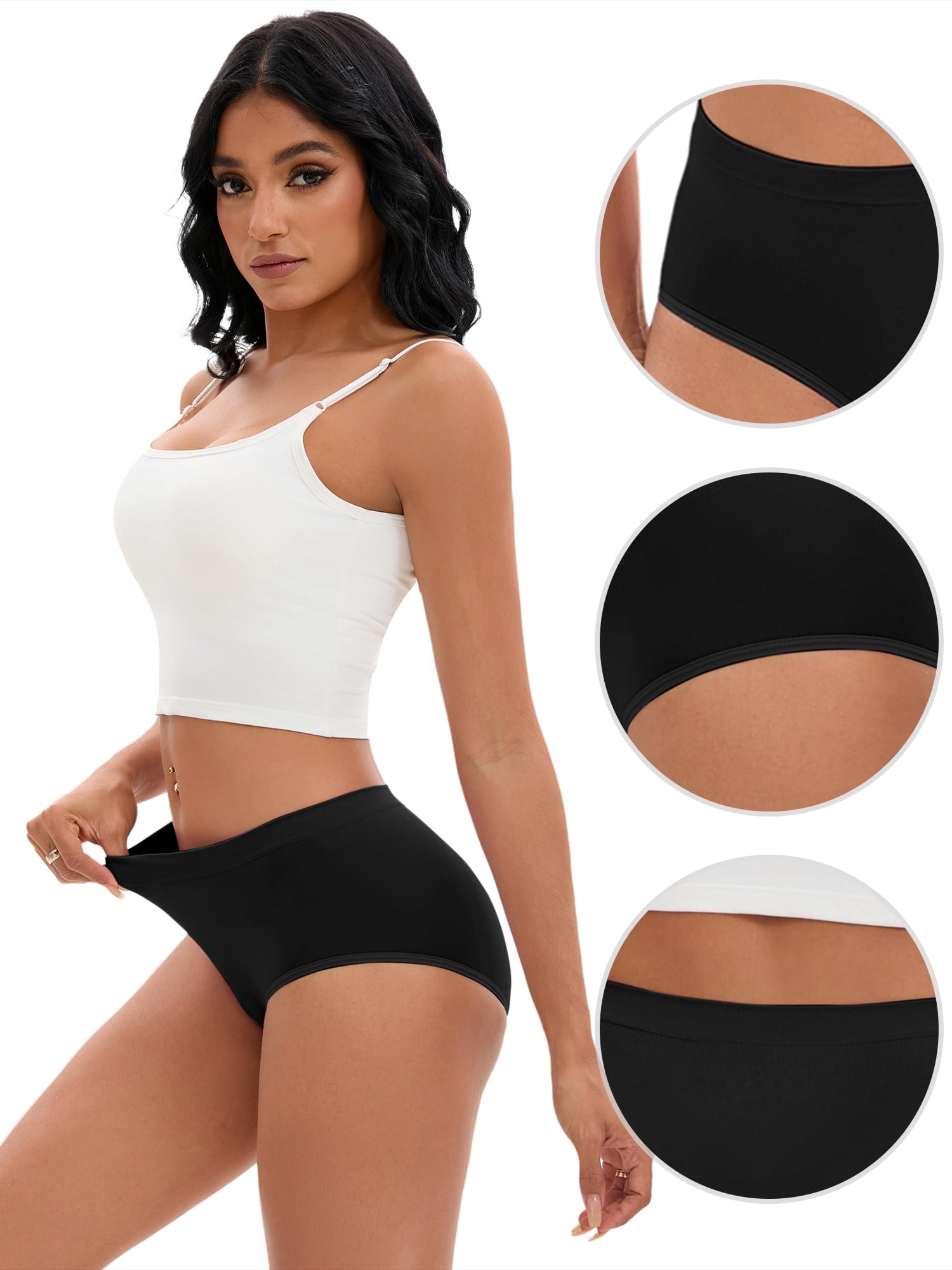 Unique Bargains Women's High-Waisted Briefs Butt Lifter Full-Coverage Panties S Black
