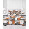 thumbnail image 3 of Orange Grey, King Size Down Alternative Comforter, Lightweight Comforter Quilt Bedding Set with Pillow Shams Abstract Modern Geometric Watercolor All Seasons Bed Comforter Duvet Insert 96"x106", 3 of 7