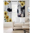 thumbnail image 2 of Sunflowers Funny Cows Blackout Curtains 63 Inch Length Yellow Flower White Wood Grain Farm Thermal Insulated Window Curtain Window Drapes 2 Panels for Bedroom Living Room 52"Wx63"L, 2 of 9