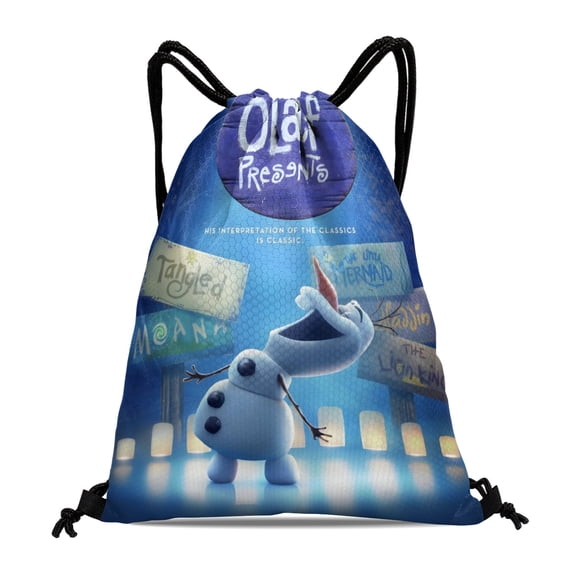 Olaf Presents-theme Drawstring Backpack Sports Gym Bag Water Resistant String Bag Cinch Bag，12‘’X16‘’（30X40cm）