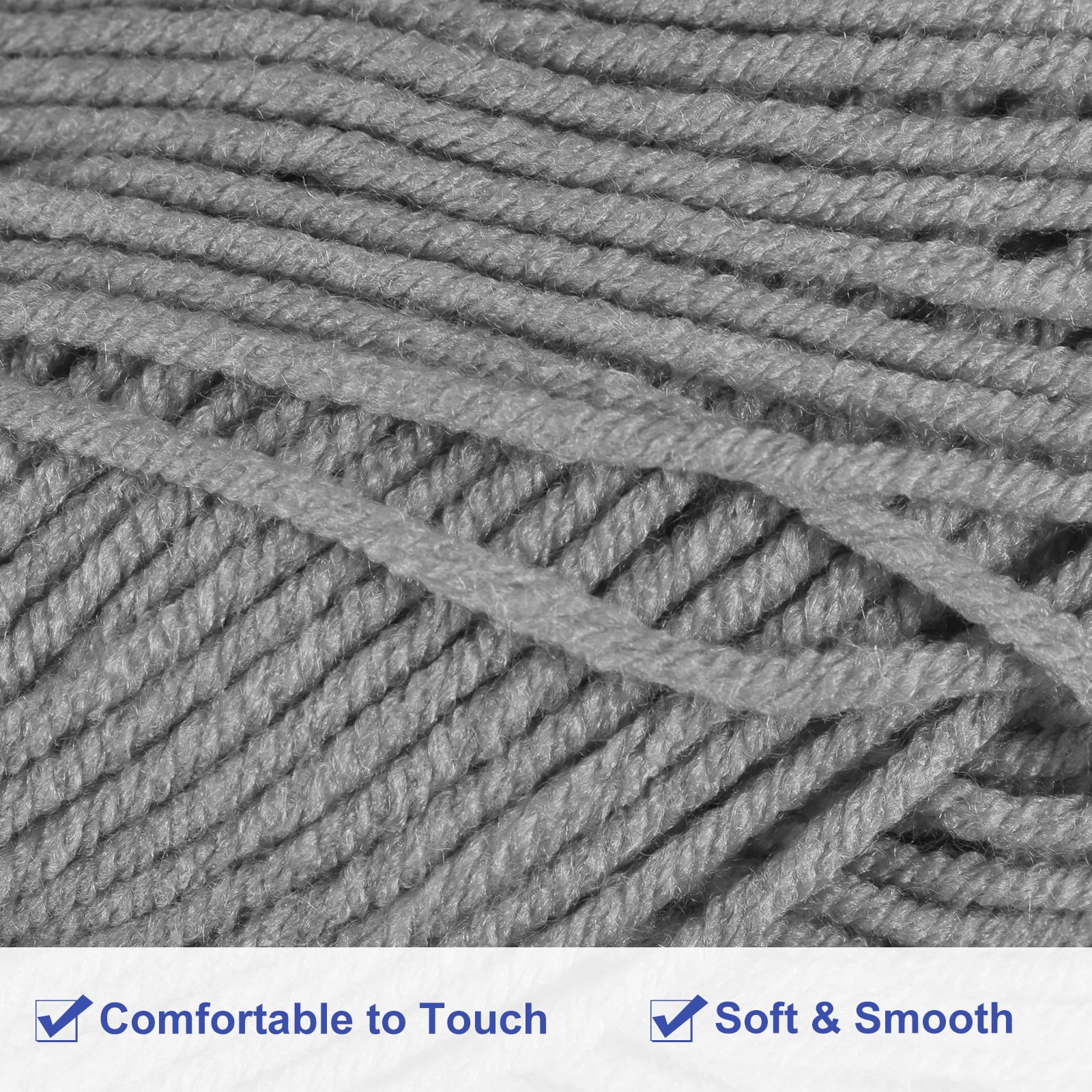 300g - 6Pack of 50g Acrylic Yarn Skeins Soft Crochet Yarns for Knitting Dark Grey