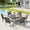 Black-Brown, variant on Vicllax 5-Piece Round Outdoor Patio Dining Furniture Set Table and Chair Metal Frame, Umbrella Hole