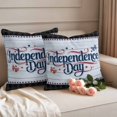 thumbnail image 2 of Independence Day Pillow Covers 2 Pack Orange Blue Plaid Bow Red Star Wood Striped Pillowcase Waterproof Outdoor Throw Pillow Cover for Patio Garden Square Cushion 18”x18”, 2 of 9