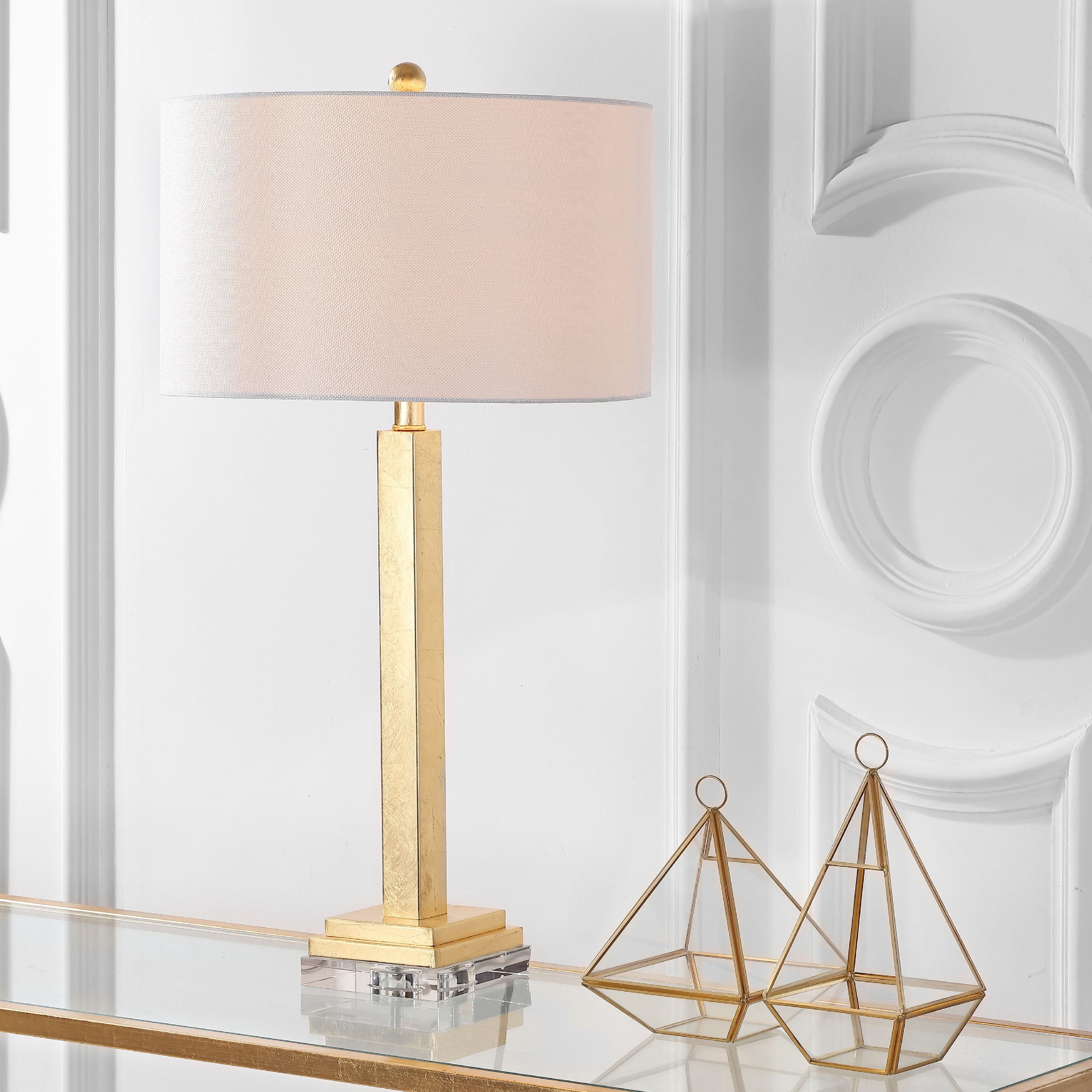 SAFAVIEH Perri 30 in. High Crystal Base Table Lamp, Gold, Set of 2