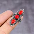 thumbnail image 3 of Natural Italian Red Coral Gemstone 925 Sterling Silver Gift Ring Size 7, 3 of 4