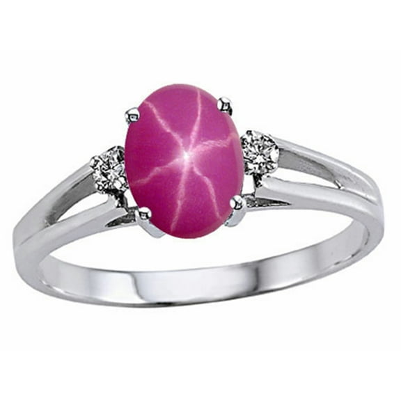 Tommaso Design� Oval 7x5mm Created Star Ruby s Ring