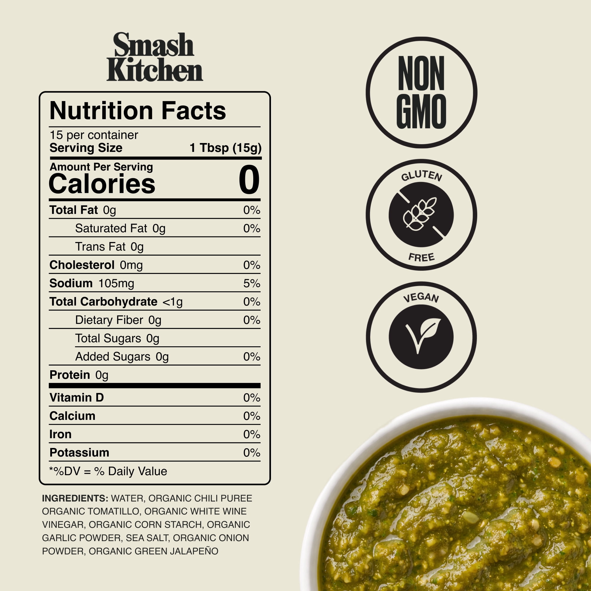 (2 pack) Smash Kitchen Organic Medium Green Taco Sauce, 8 oz