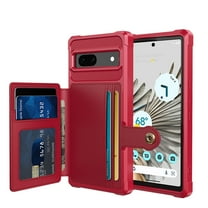 Feishell for Google Pixel 7A Wallet Case, with ID&Credit Card Holder Slots Pockets Wallet Back Cover Stand Flip Folio Leather Magnetic Absorption Cover For  Google Pixel 7A,
Red