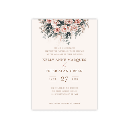 A5 Invite - Personalized Wedding Invite - Boho Bouquet - 5 x 7 Flat