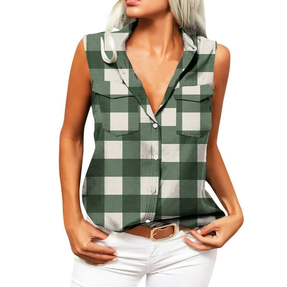 Wycnly Tank Top for Women Summer Tops for Women Button Down Loose Vest Shirts with Pocket 2025 Casual Geometric Print Sleeveless Tee Shirts Girls Sleeveless Shirt