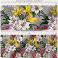 thumbnail image 2 of Soimoi Purple Cotton Voile Fabric Leaves & Lily Floral Printed Craft Fabric by the Yard 42 Inch Wide, 2 of 7