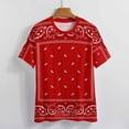 thumbnail image 3 of Red Paisley Bandana T Shirts Basic T-Shirt Short Sleeve Ladies Tee Shirt Summer Graphic Clothing, 3 of 6