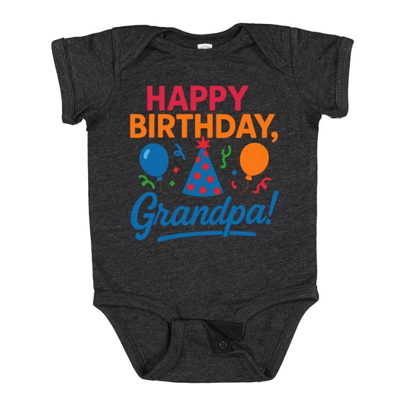Inktastic Happy Birthday Grandpa Party Hat Balloons Boys or Girls Baby Bodysuit