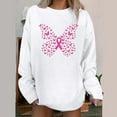 thumbnail image 4 of Luxalzxs Crewneck Sweatshirt Women Pink Ribbon Breast Cancer Awareness Sweatshirt Fall Winter Casual Long Sleeve Butterfly Print Inspirational Pullover Tops, 4 of 5