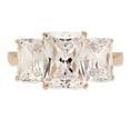 thumbnail image 1 of 4.0 ct Emerald Cut Real Genuine Natural Diamond VS1-VS2 G-H 18K Yellow Gold Three-Stone Promise Wedding Statement Engagement Designer Ring W/ Crystal side stones size 5.5, 1 of 7