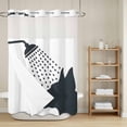 thumbnail image 6 of No Hook Shower Curtain with Snap in Liner, Funny Dog Modern Waterproof Fabric Bathroom Curtain Mesh Top Window, Cartoon Grey White Animal Shadow Shower Curtains 60x72in, 6 of 9