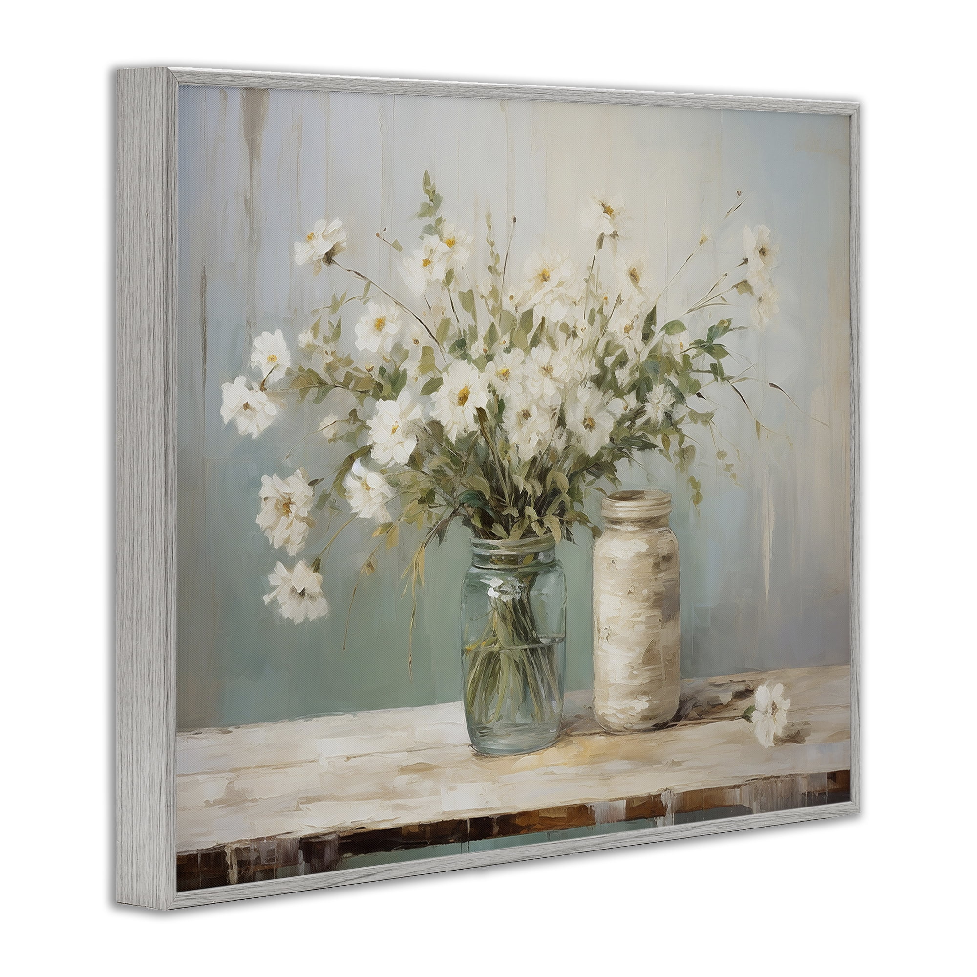 Stupell Industries Traditional Jar Bouquet Botanical & Floral Painting Gray Framed Art Print Wall Art, 30 x 24