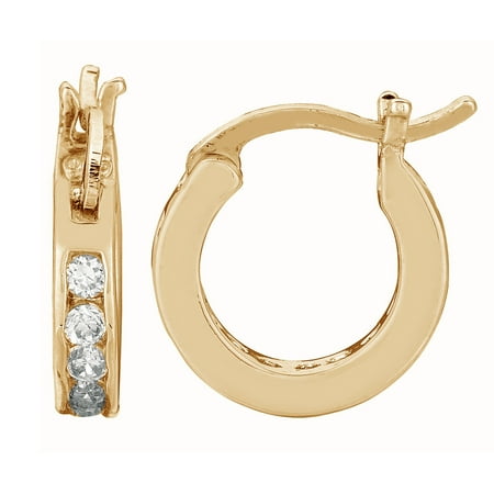 Ritastephens Children S Sterling Silver Or Gold Tone Cubic Children S Sterling Silver Or Gold Tone Cubic Zirconia Baby Hoop Earrings Kids Small 3x12 Mm