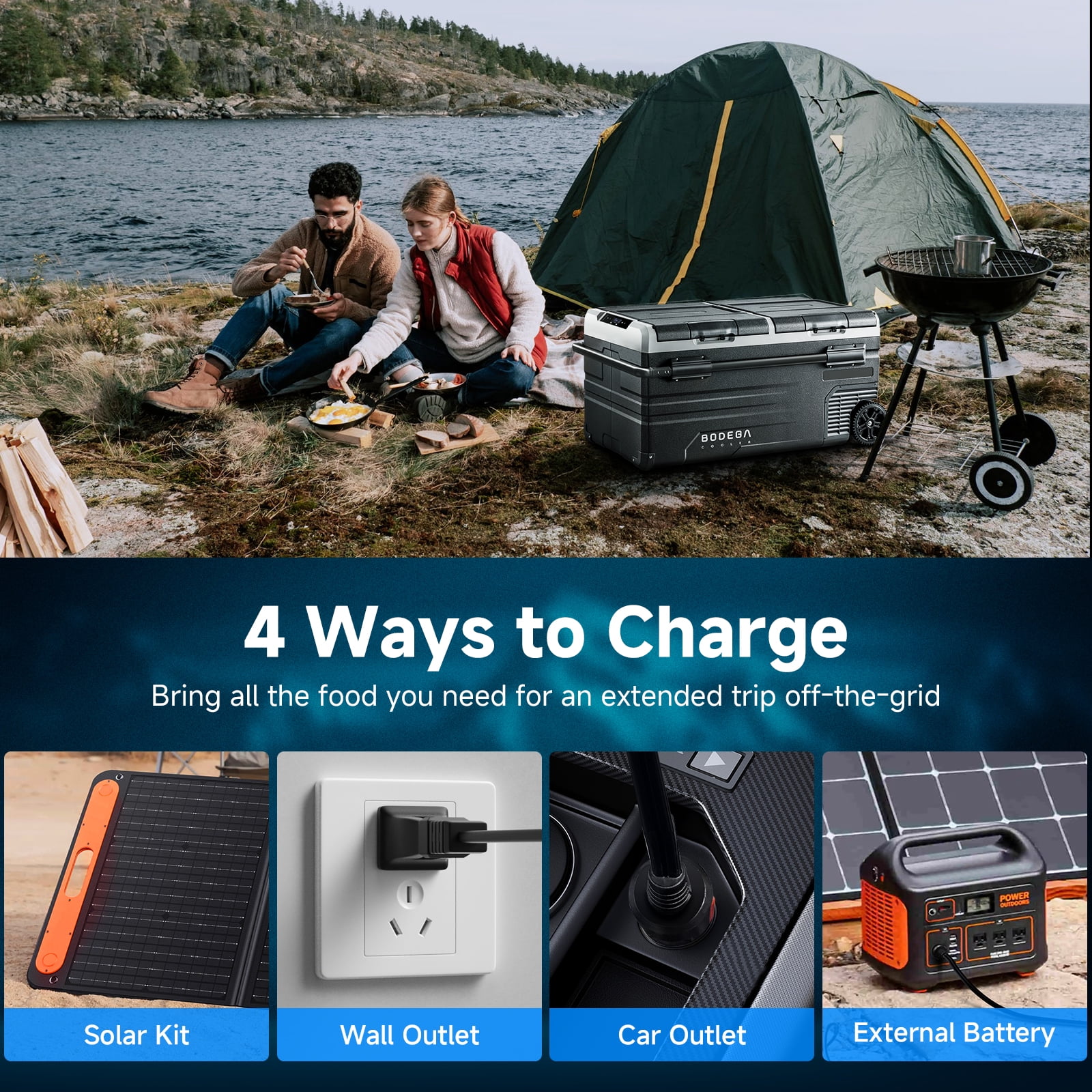 BODEGA 12 Volt Car Refrigerator 100 Quarts  Portable Dual-Fridge 95L RV Freezer ,Car Cooler for Travel, Camping,Outdoor,Truck,SUV