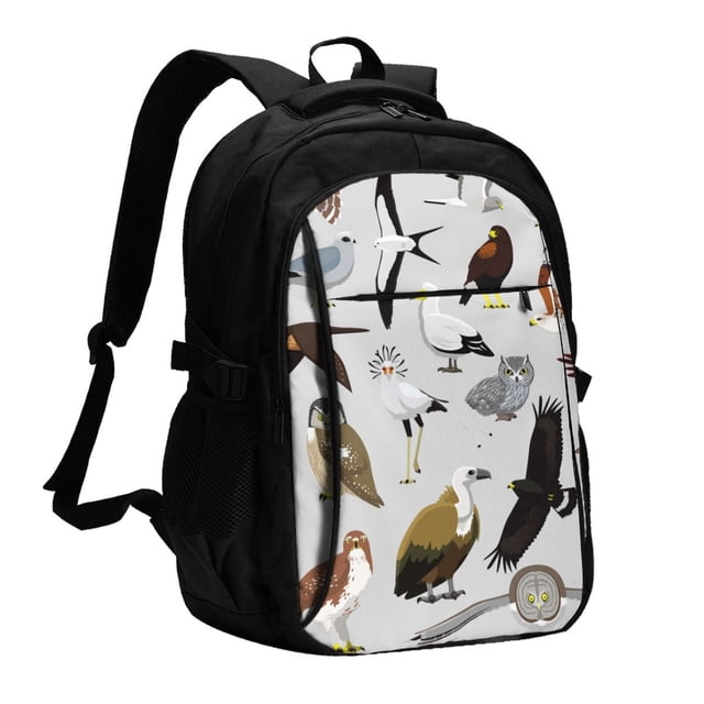 Balery Animal Bird Mochila con carga USB para hombre y mujer - Mochila impermeable y antirrobo para laptop con puerto USB para viajes, trabajo