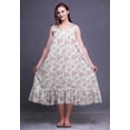thumbnail image 4 of Bimba White15 Floral Leaves & Rose Mid Calf Nightwear Ladies Cotton Printed Sleeveless Night Gown Maxi Dress Medium, 4 of 6