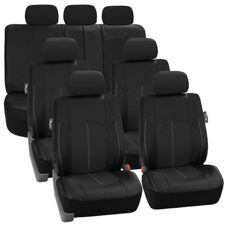 FH Group, Perforated Leather 3 Row Full Set Seat Covers for 7 Seaters SUV Van, 8