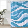 thumbnail image 6 of Shower Curtains Blue White Wave Abstract Art Bath Curtain Modern Lines Texture Waterproof Bathroom Shower Curtain Set with Hooks Decoration 72 x 72 Inches, 6 of 7