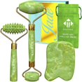 thumbnail image 1 of Juego de rodillo de jade para rostro y gua sha - 2 rodillos faciales antienvejecimiento y herramienta facial gua-sha - Masajeador facial y corporal para su rutina de cuidado de la piel - Herramientas, 1 of 5