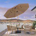 thumbnail image 2 of PURPLE LEAF 6' x 9' Patio Umbrella with Base Market Umbrella Rectangular Outdoor Umbrella with Push Button Tilt & Crank and 8 Ribs Aluminum Table Umbrella for Pool Backyard Beach, Taupe, 2 of 7
