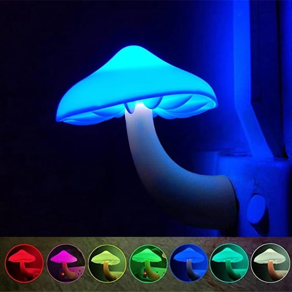 6 Pack LED Mushroom Night Light, Plug-in Color Changing Night Lights with Dusk to Dawn Sensor for Bedroom, Bathroom, Hallway and Home Decor