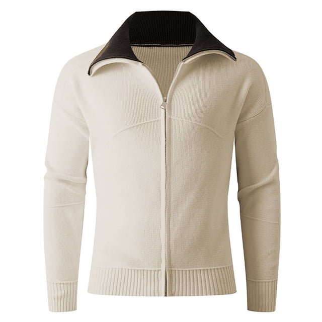Ceisia Men's Slim-Fit Color-Blocked Zipper Knit Cardigan Multi-Solid for Spring Gift