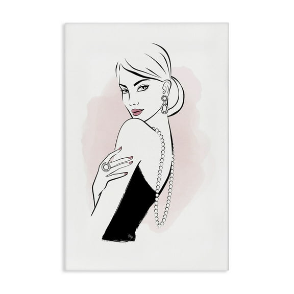 Stupell Industries Diamond Jewelry Girl Novelty Painting Gallery Wrapped Canvas Art Print Wall Art, 16 x 24