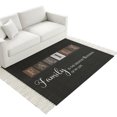 thumbnail image 2 of Living Room Area Rug 4'x 6', Black Washable Large Carpet with Tassels, Farmhouse Country Vintage Wooden Grain Plaid Farmhouse Low-Profile Carpet Mat for Bedroom, Kitchen, Home Decor, 2 of 9