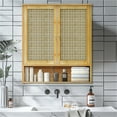 thumbnail image 4 of LUVODI Bamboo Bathroom Medicine Cabinet Wall Mounted Rattan Storage Cabinet for Small Spaces Laundry, 4 of 12