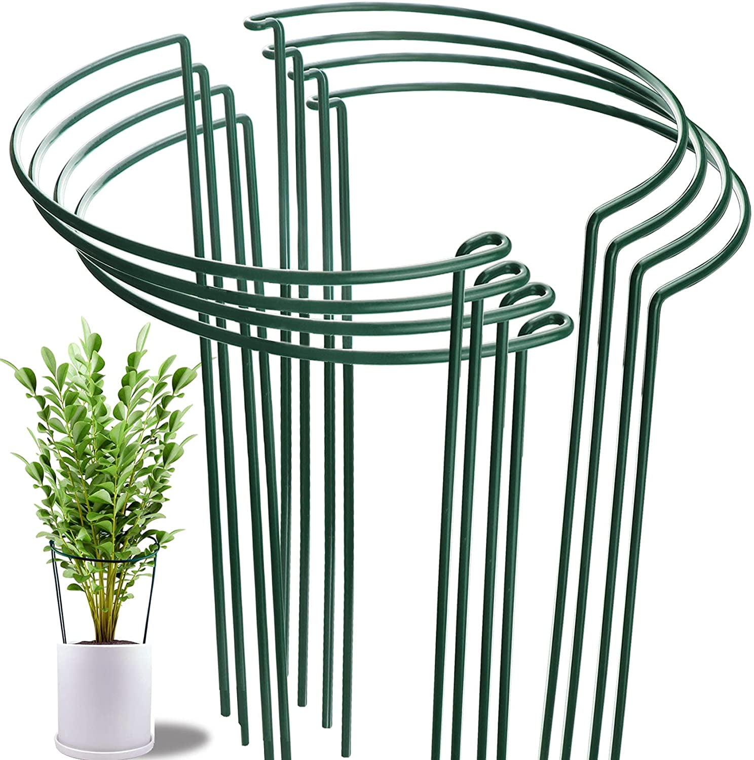 SPRING PARK 8Pcs Plant Support Stake, Half Round Garden Plant Support