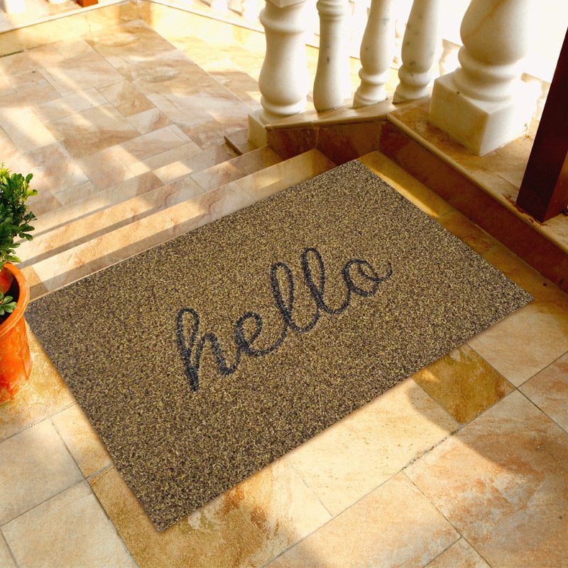 Hello Front Indoor Outdoor Entry Area Shoe Rugs Non-slip Doormat Carpet Door Mat 