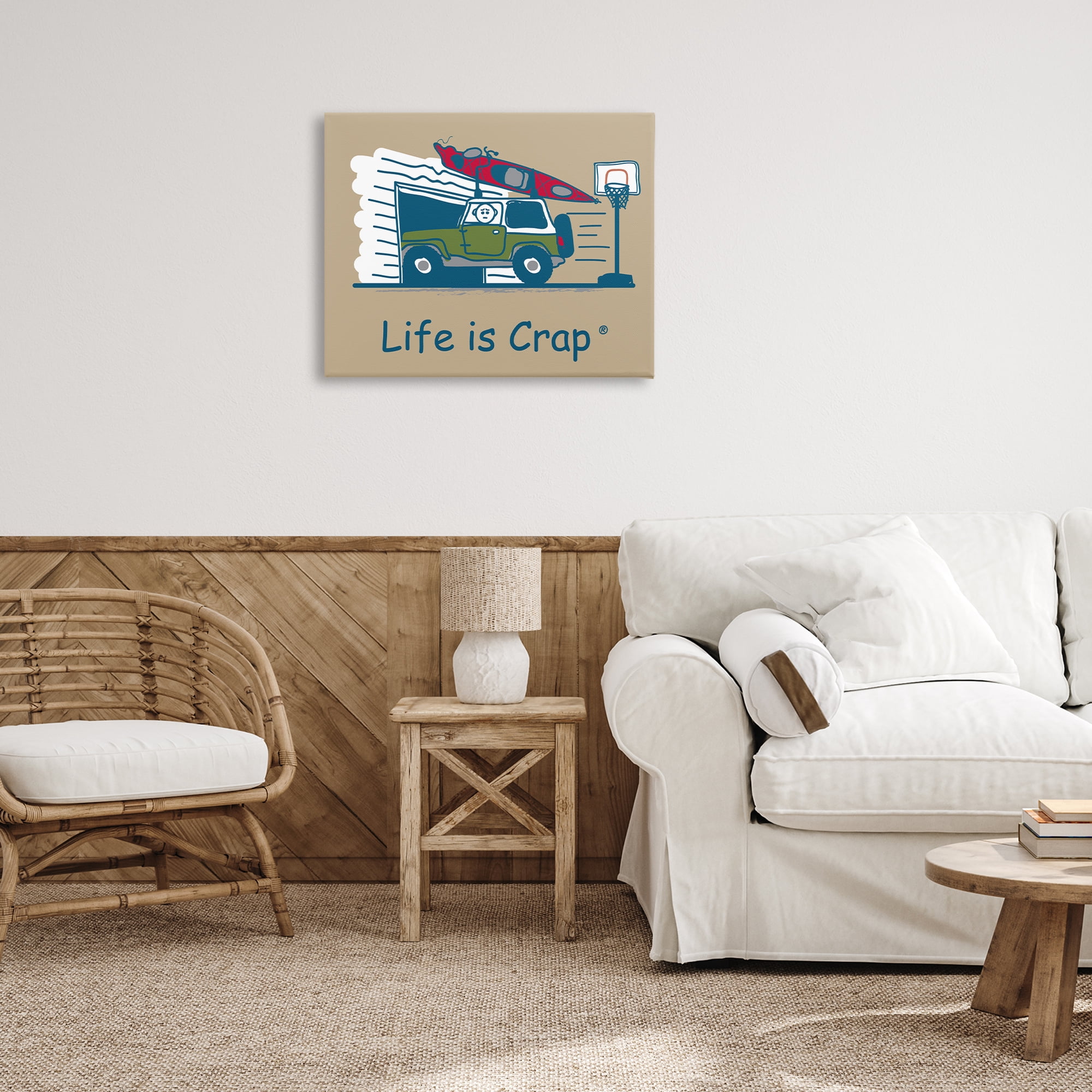 Stupell Industries Kayak and Garage Novelty & Humor Painting Wrapped Canvas Art Print Wall Art, 30 x 24