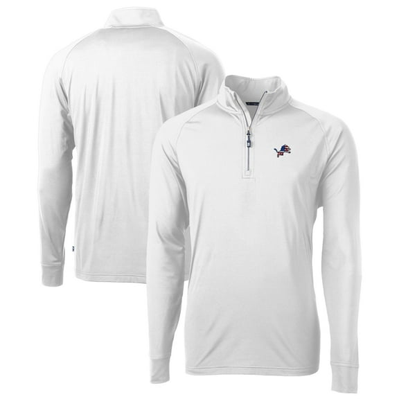 Men's Cutter & Buck White Detroit Lions Team Adapt Eco Knit Hybrid Recycled Quarter-Zip Pullover Top