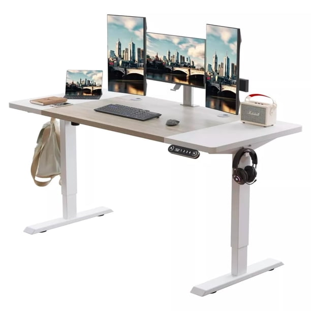 Escritorio Elevable de Altura Ajustable 140x61 cm – Mesa de Trabajo Ergonómica para Oficina en Casa con Estructura Metálica Robusta, Superficie Amplia y Diseño Moderno | ORZEL