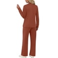 thumbnail image 5 of Nmnitkp Lounge Sets for Womens 2 Piece Outfits Crewneck Long Sleeve Tops High Waisted Wide Leg Jogger Pants Casual Travel Clothes Tracksuit, 5 of 9