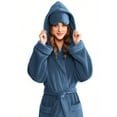 thumbnail image 3 of 2025 Plush Robes for Women with Eye Mask Warm Fleece Hooded Bathrobe Super Soft Long Spa Robe with Pockets, 3 of 8