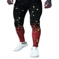 thumbnail image 1 of Hommes Skinny Jeans Gradient Apparence Hip Hop Slim Paint Print Pantalon, 1 of 8