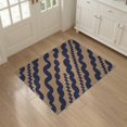 thumbnail image 3 of ODIKA 3'x5' Navy Tan Kuba Handwoven Geometric Wave Washable Area Rug Diagonal Striped Contemporary Abstract Design Non-Slip, Flatweave, Easy Care for Hallway, Laundry Room, 3 of 7