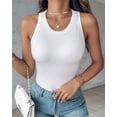 thumbnail image 3 of Tank Tops with Built in Bras Athletic Tank Tops for Women Ribbed Tank Top Fitness Workout Running Tops White M, 3 of 7