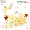 thumbnail image 3 of Costway 6 FT Christmas Lighted Reindeer & Santa's Sleigh W/ 215 LED Lights & 4 Stakes Gold, 3 of 8