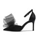 thumbnail image 1 of Tacones con lazo grande para mujer 2024 nuevos tacones de aguja asimétricos negros con punta estrecha boca poco profunda para mujer con zapatos de vestir 39, 1 of 5
