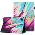 thumbnail image 6 of Case for iPad Pro 11" 2022/2021/2020/2018/Air 4/Air 5, Marble Pattern PU Leather Case with Pencil Holder & Card Slots, Multi-Angle Viewing Stand with Auto Sleep / Wake - Rose/Blue, 6 of 9