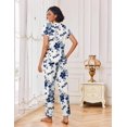 thumbnail image 5 of Ekouaer Pajamas for Women Set 2 Piece Lounge Set Soft Pajama Sets Short Sleeve and Pants Pj Sets Loose Sleepwear with Pockets, 5 of 6