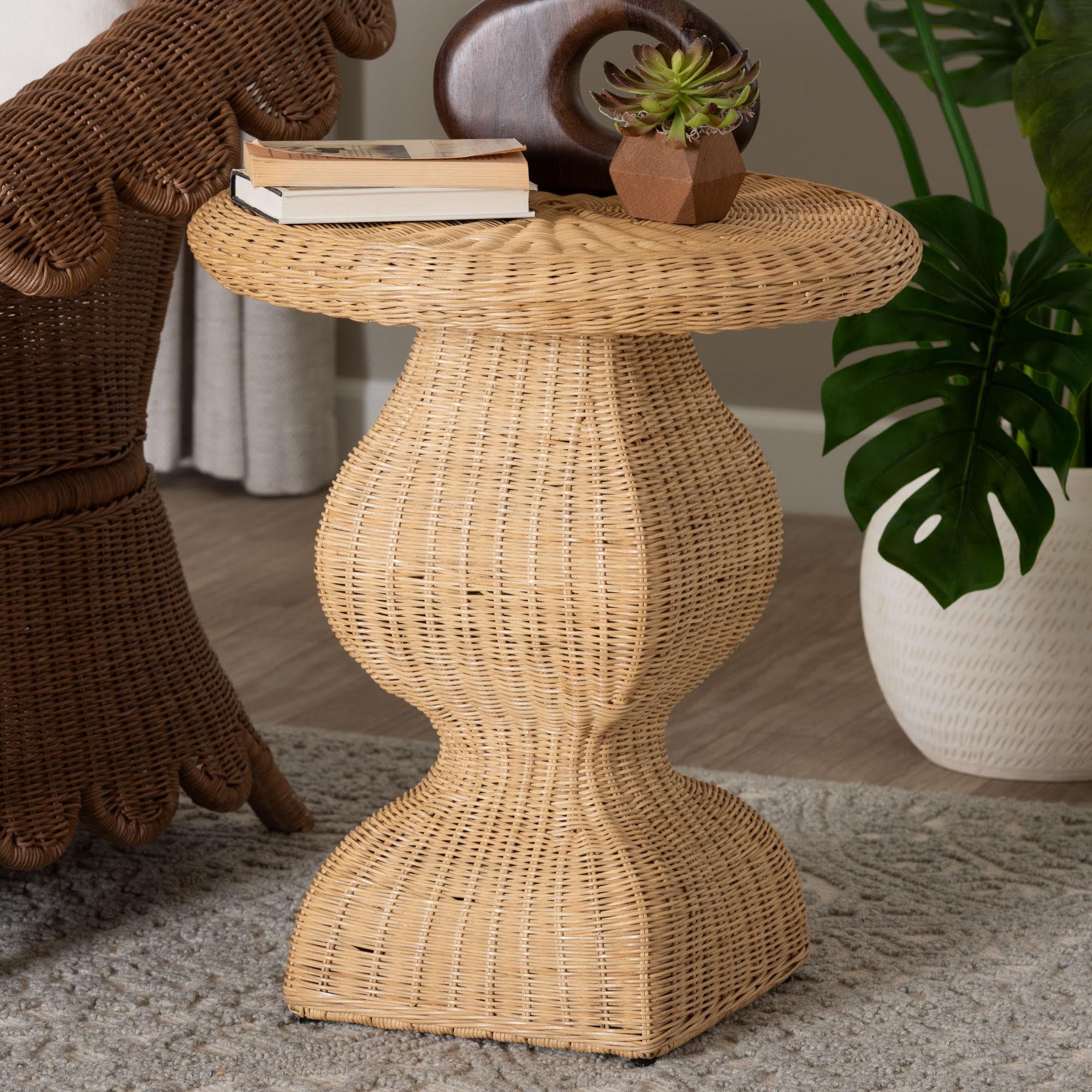 bali & pari Hideo Boho End Table, Natural Rattan